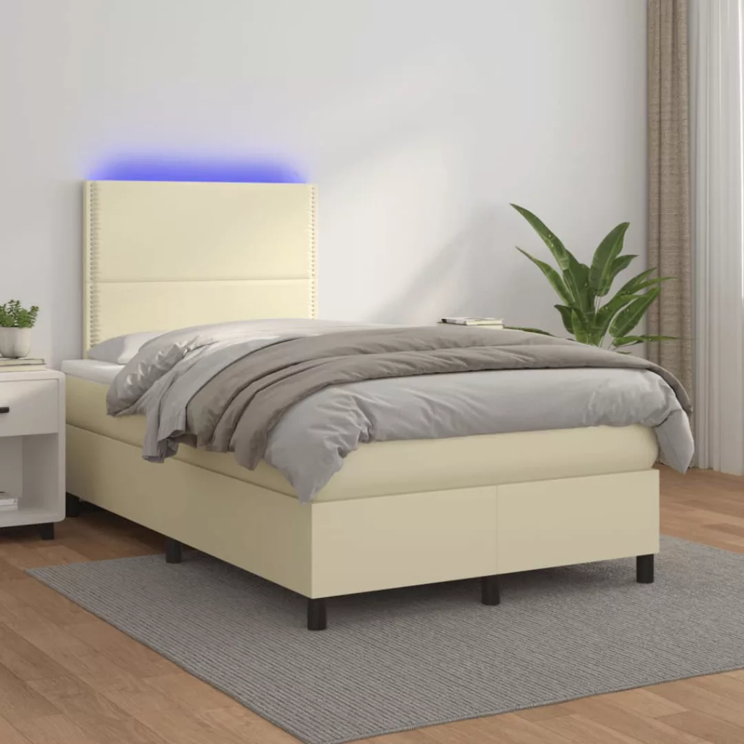 Vidaxl Boxspringbett Mit Matratze & Led Creme 120x200 Cm Kunstleder günstig online kaufen