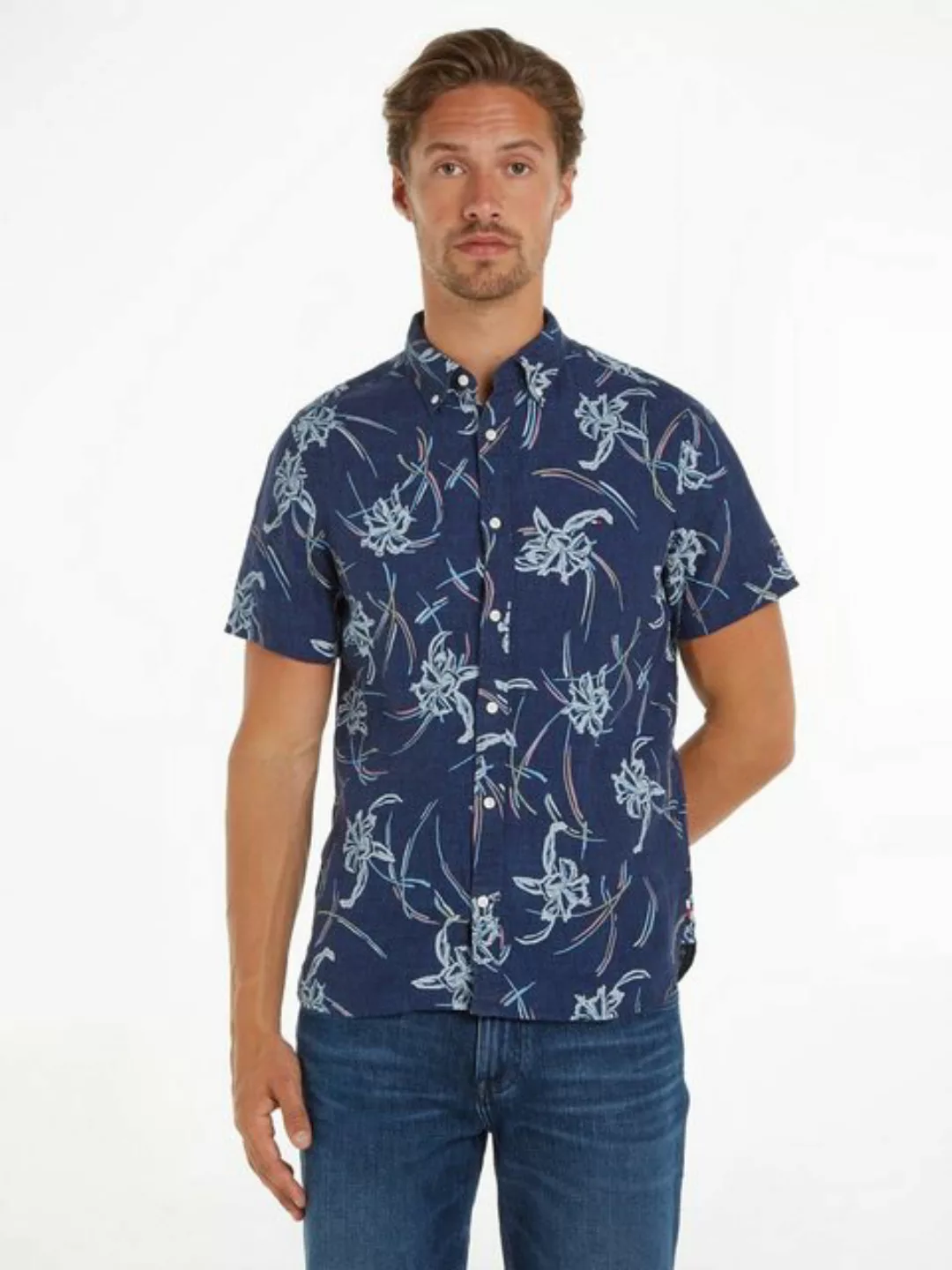 Tommy Hilfiger Leinenhemd LI TROPICAL PRT SF SHIRT mit tropischen Print günstig online kaufen