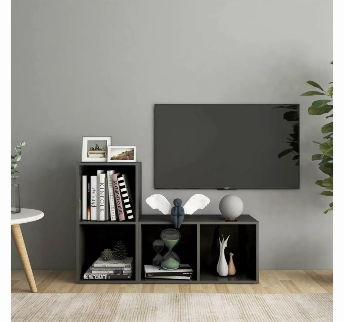 vidaXL TV-Schrank TV-Schränke 2 Stk Hochglanz-Grau 72x35x36,5 cm Spanplatte günstig online kaufen