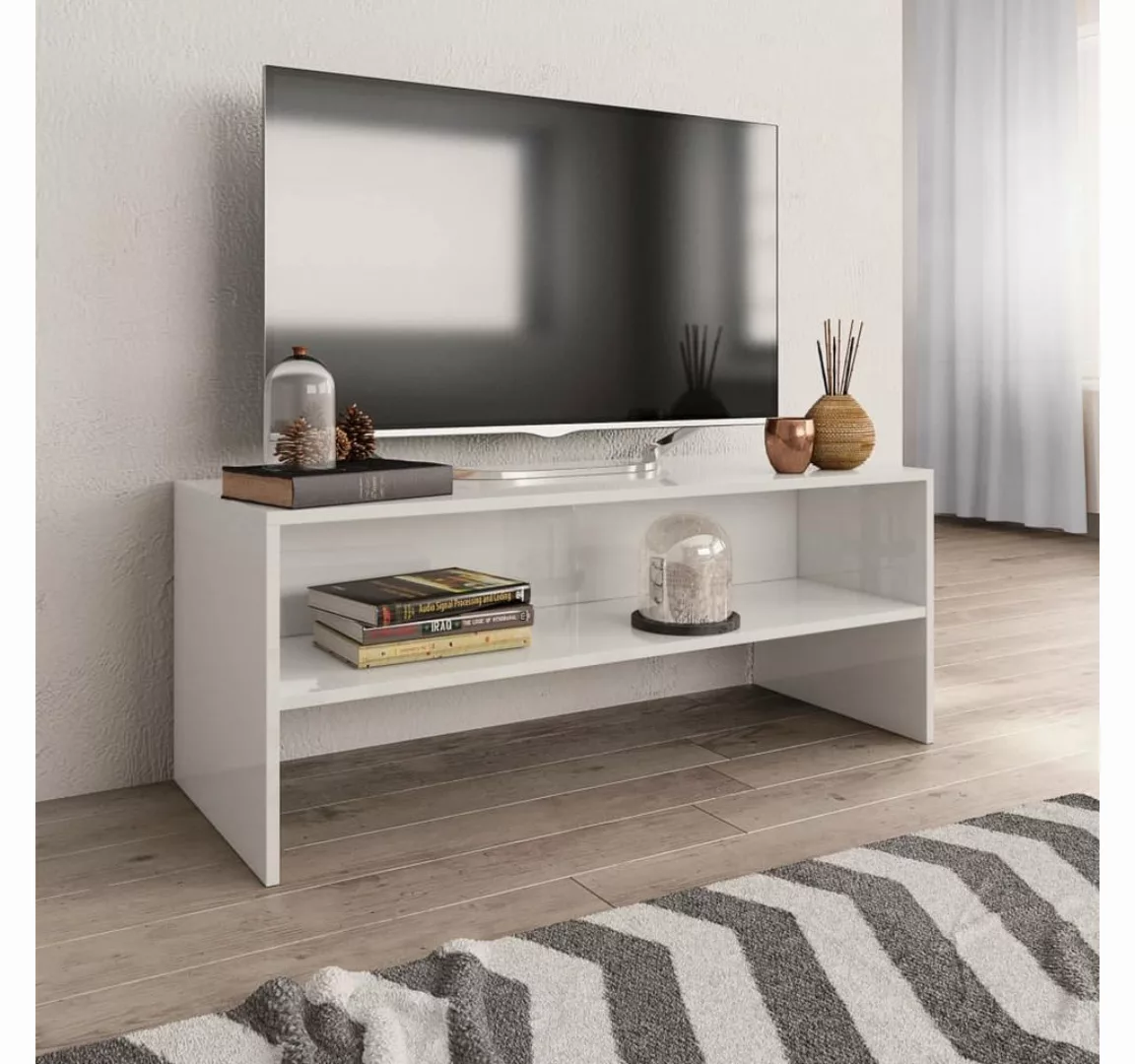 furnicato TV-Schrank Hochglanz-Weiß 100x40x40 cm Holzwerkstoff günstig online kaufen