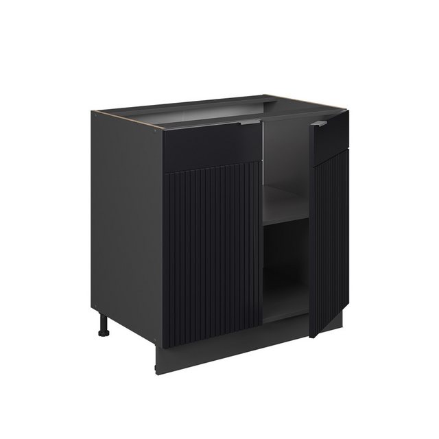 Vicco Spülenunterschrank Fame-Line, Schwarz gestreift/Anthrazit, 80 cm mit günstig online kaufen