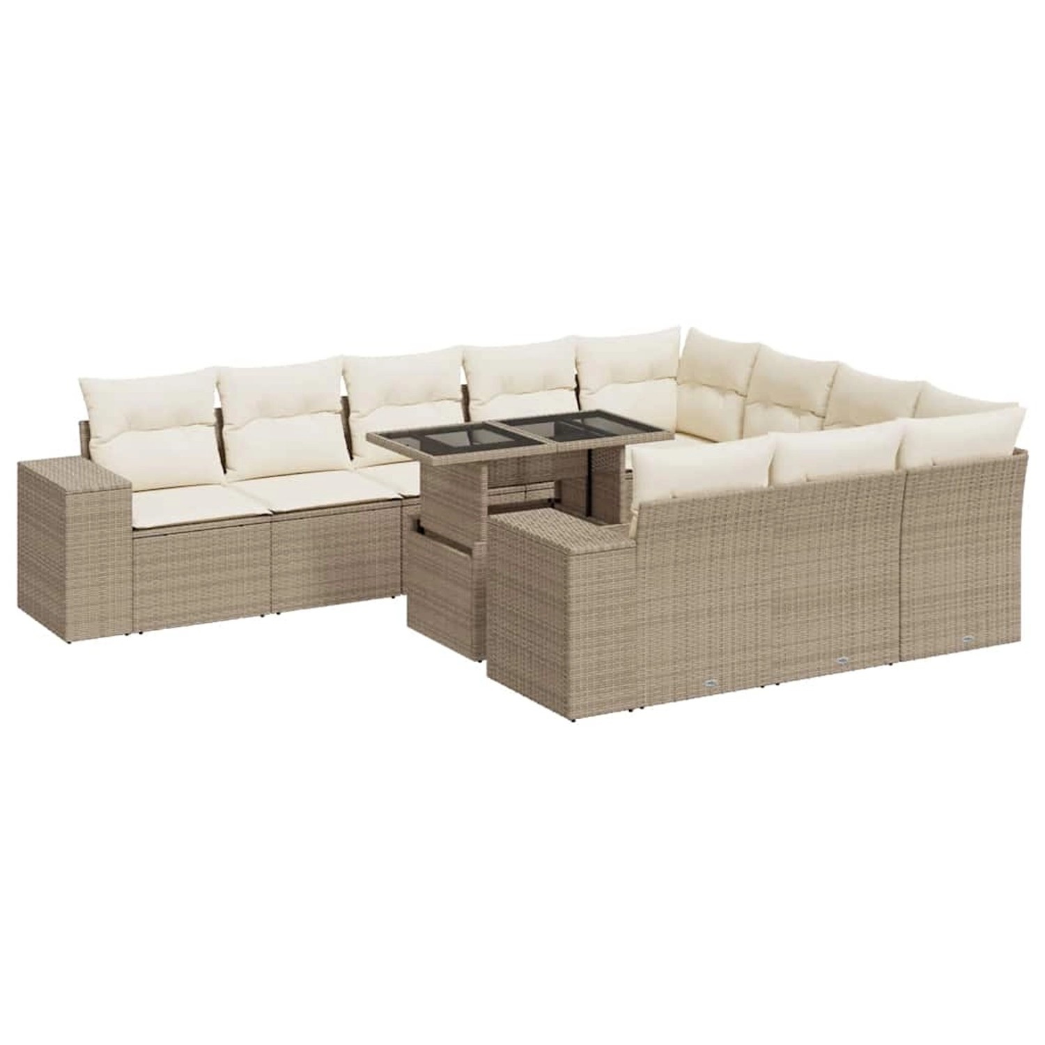 vidaXL 11-Tlg Garten-Sofagarnitur mit Kissen Beige Poly Rattan 3326869 günstig online kaufen