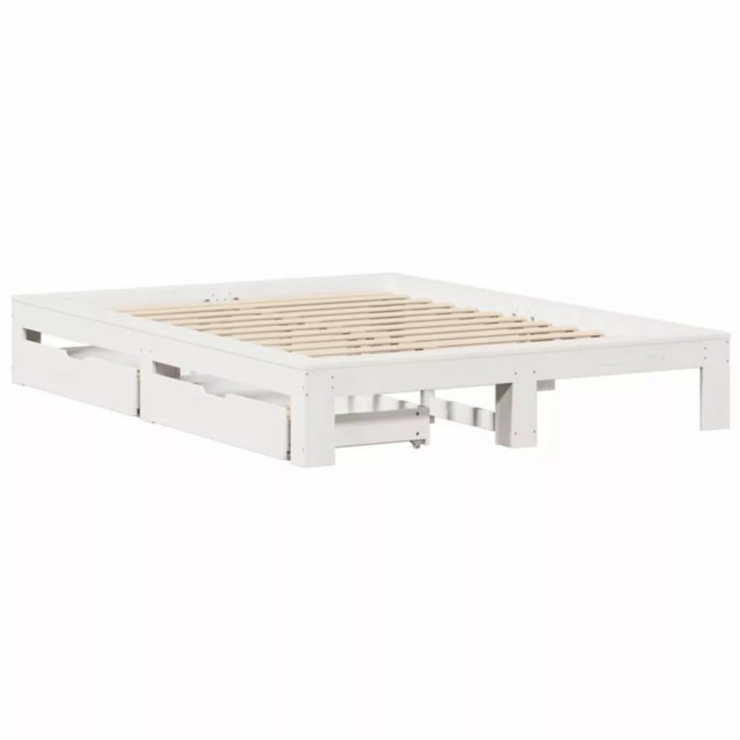 vidaXL Bett Massivholzbett ohne Matratze Weiß 140x190 cm Kiefernholz günstig online kaufen