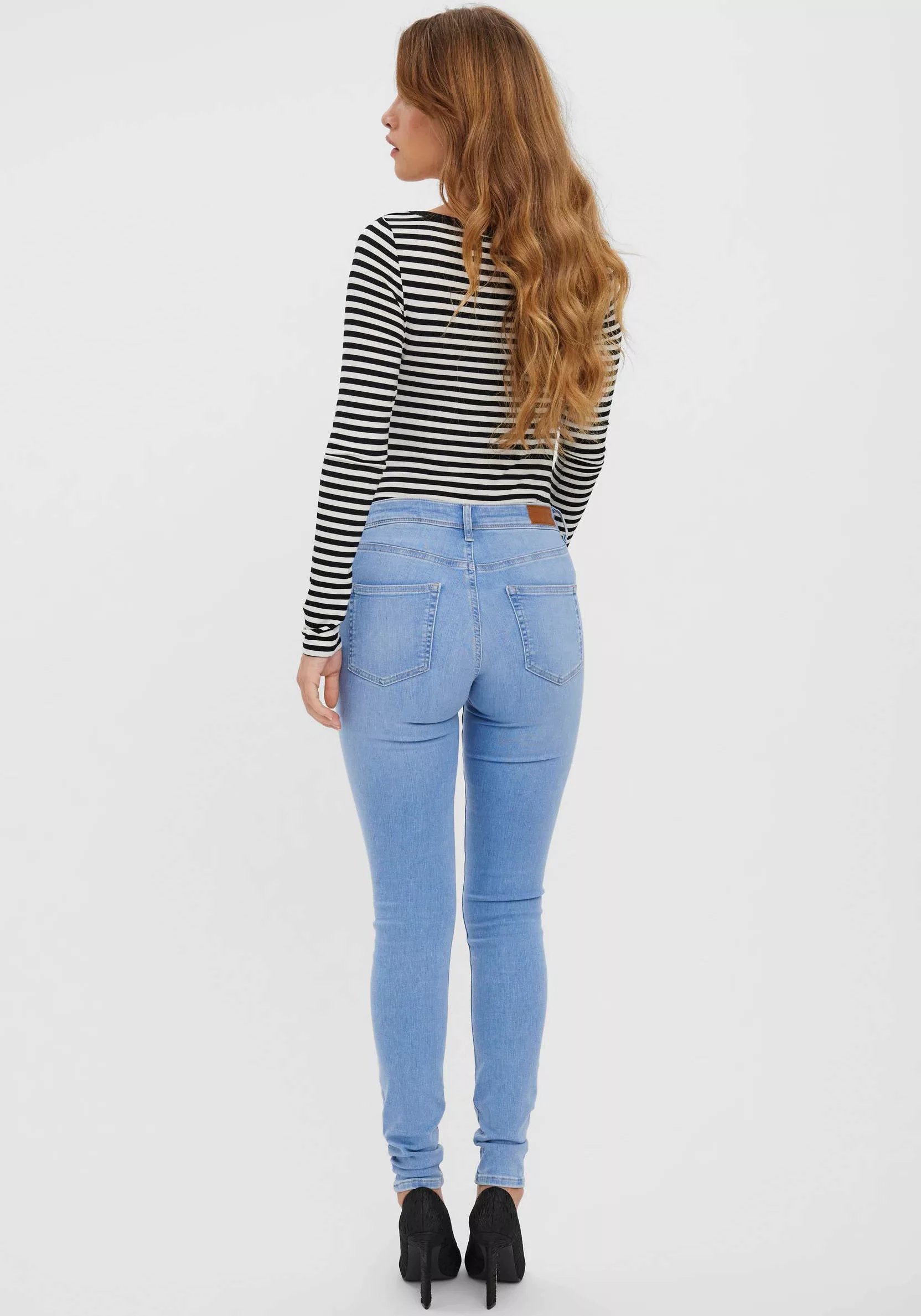 Vero Moda Damen Jeans VMLUX RI371 Slim Fit - Blau Light Blue Denim günstig online kaufen