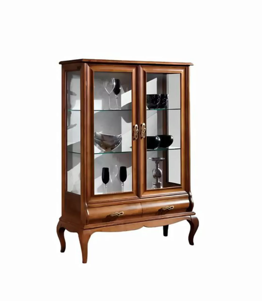 Xlmoebel Vitrine Exklusive Holzvitrine Sideboard in Braun mit italienischem günstig online kaufen