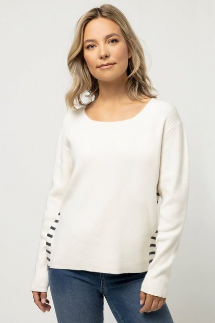 Gina Laura Strickpullover Pullover Rippstrick Ringel-Einsätze Rundhals günstig online kaufen