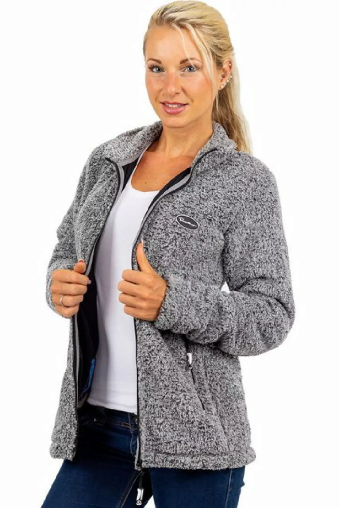 Reichstadt Fleecejacke Kuschelige Flauschige Jacke 22RSW002 Granit XS mit S günstig online kaufen