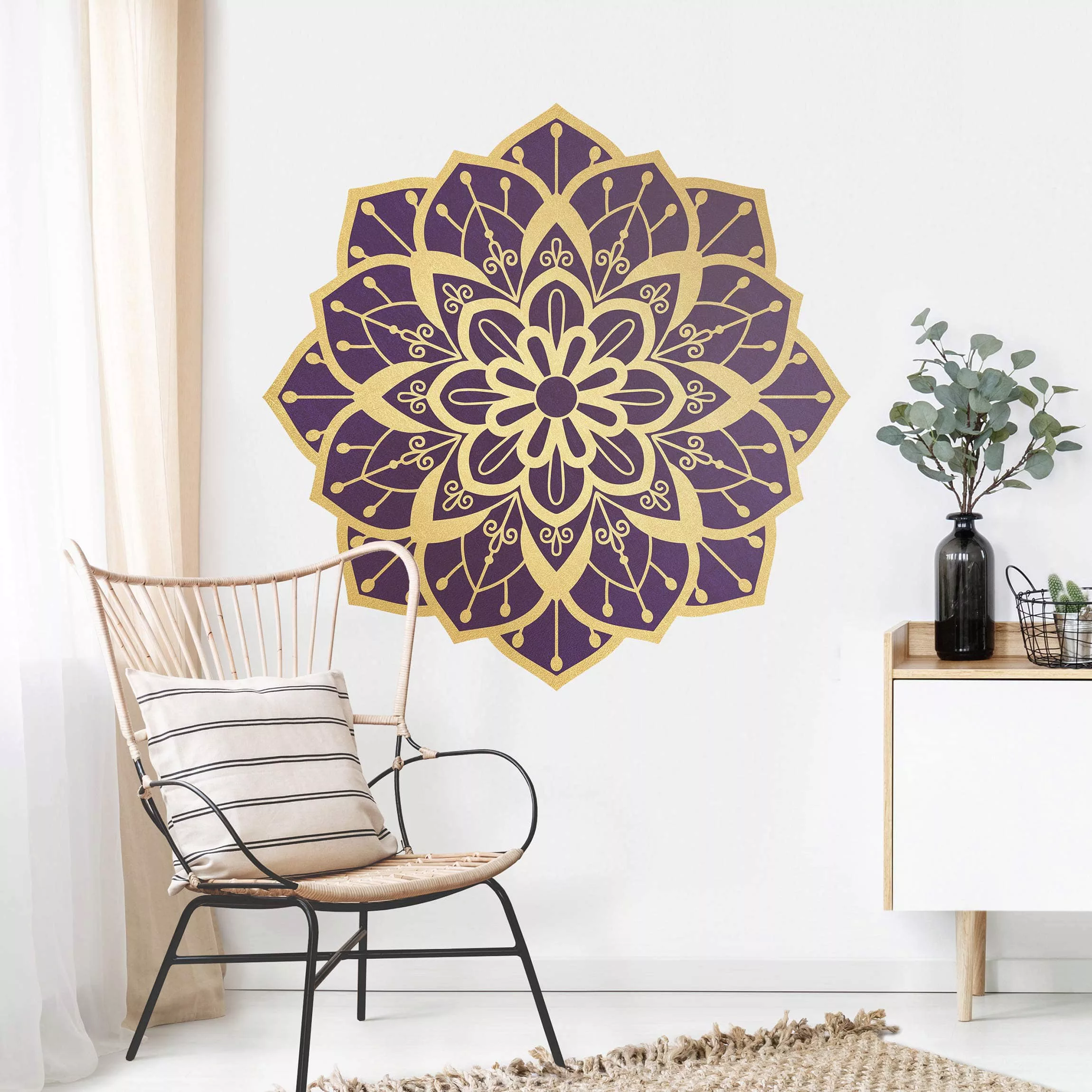 Wandtattoo Mandala Blüte Muster gold violett günstig online kaufen
