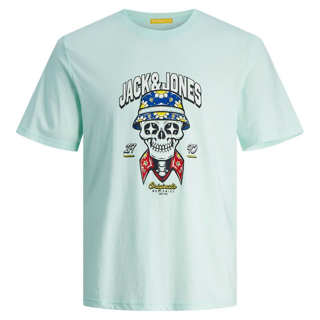 Jack & Jones Rundhalsshirt Große Größen Herren T-Shirt mint Totenkopfprint günstig online kaufen