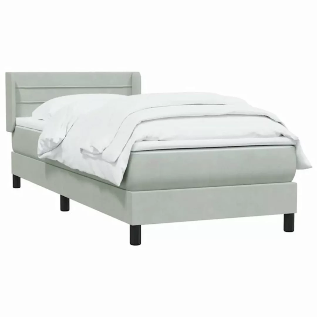 vidaXL Bett Boxspringbett mit Matratze Hellgrau 80x220 cm Samt günstig online kaufen