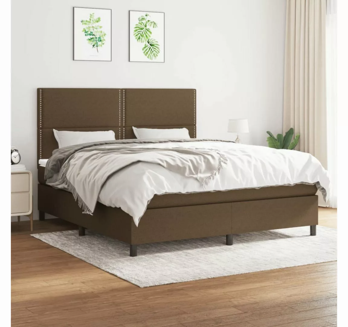 vidaXL Boxspringbett Boxspringbett mit Matratze Dunkelbraun 180x200 cm Stof günstig online kaufen