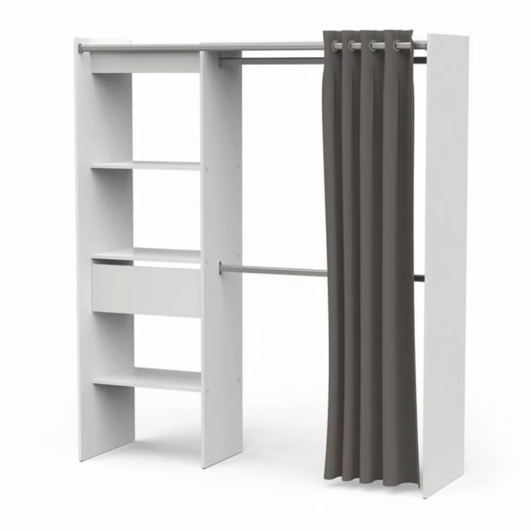 PREISBRECHER Vorhang-Schrank CHICAGO in weiß - 113,8x191,5x50cm (BxHxT) günstig online kaufen