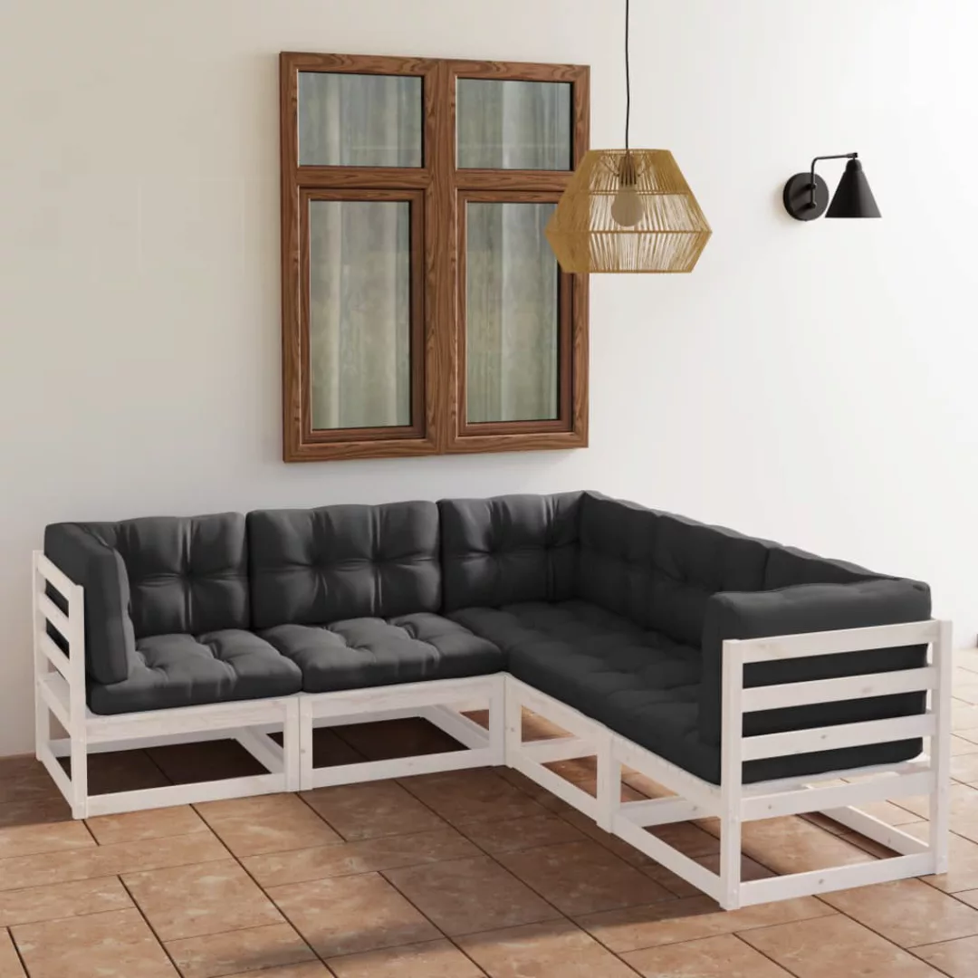 5-tlg. Garten-lounge-set Mit Kissen Kiefer Massivholz günstig online kaufen