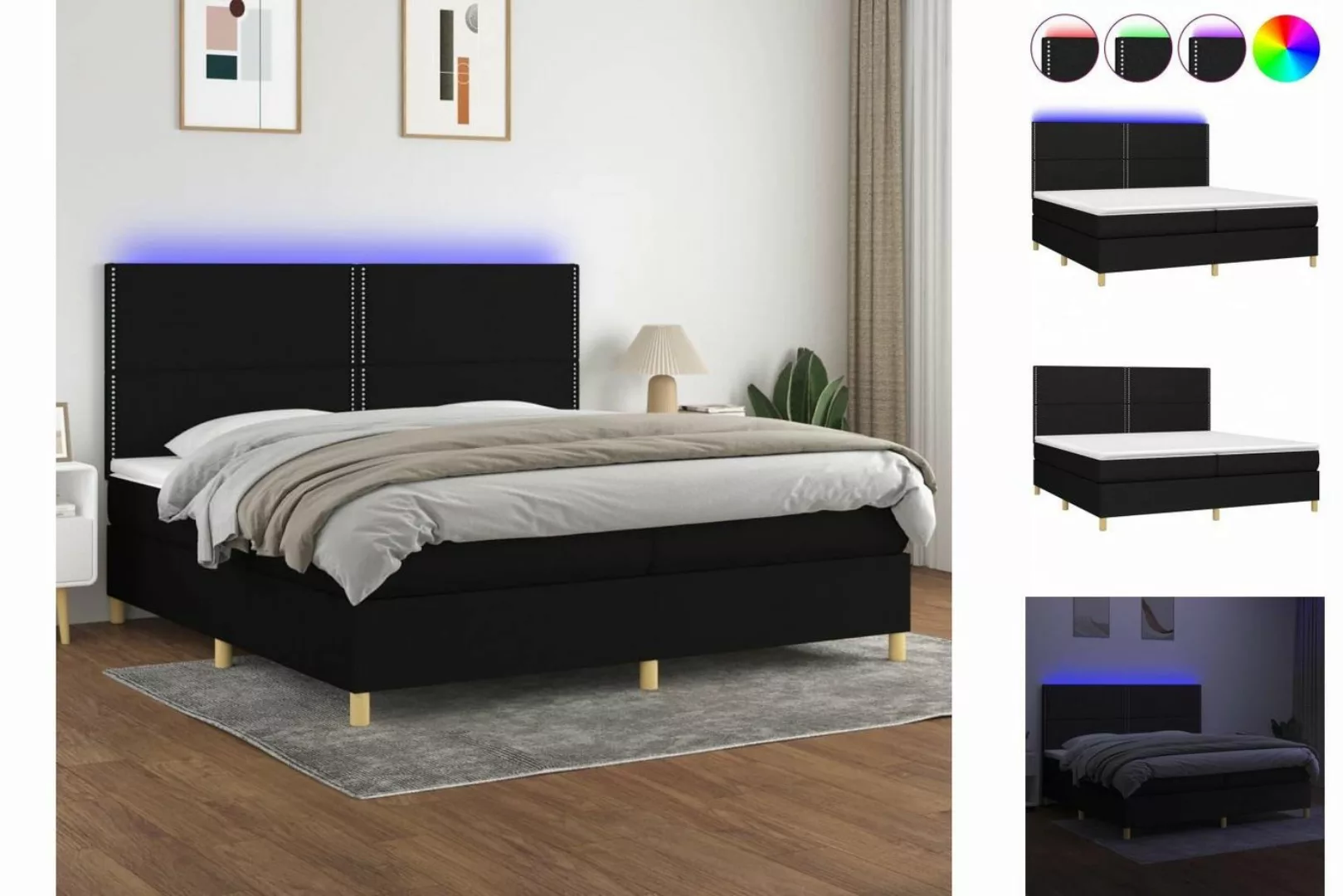 vidaXL Boxspringbett Bett Boxspringbett mit Matratze & Topper & LED (200 x günstig online kaufen