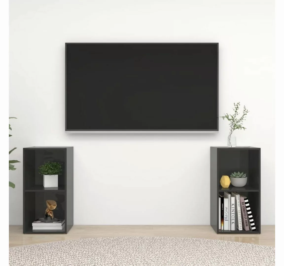 vidaXL TV-Schrank TV-Schränke 2 Stk Hochglanz-Grau 72x35x36,5 cm Spanplatte günstig online kaufen