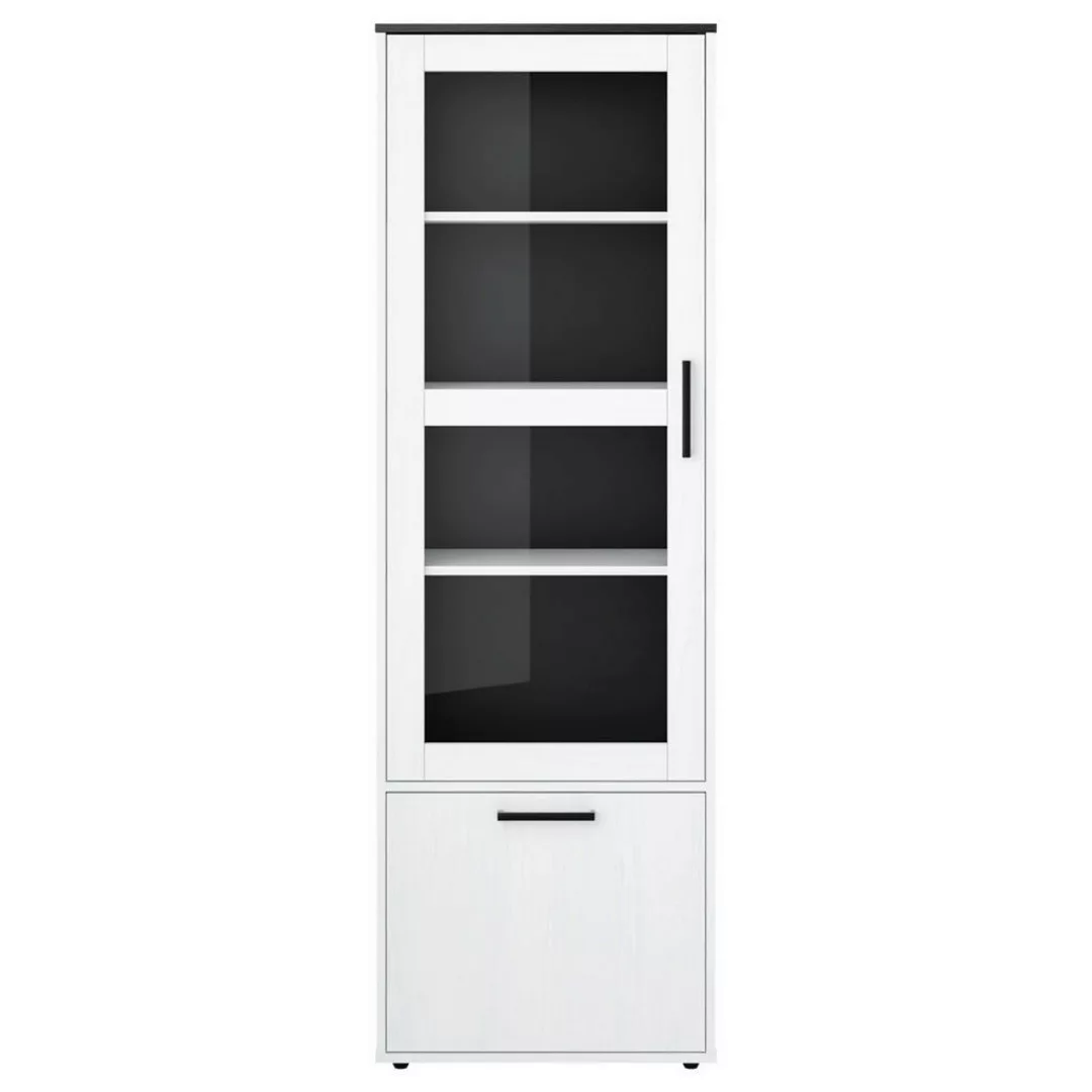 Vitrine Smart 1 Massivholz kiefer weiß schwarz B/H/T: ca. 61x189x40 cm günstig online kaufen