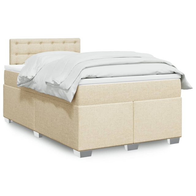 vidaXL Boxspringbett, Boxspringbett mit Matratze Creme 120x200 cm Stoff günstig online kaufen