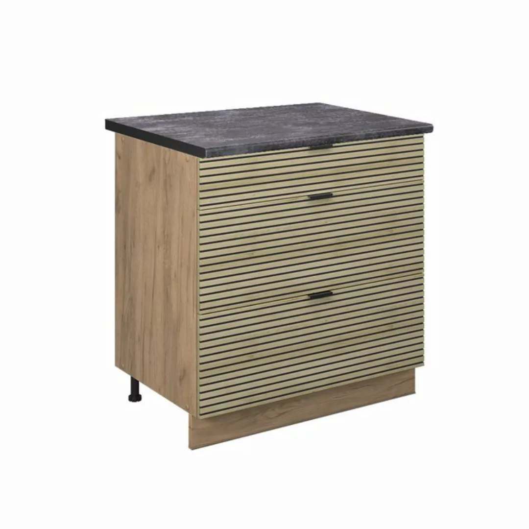 Vicco Unterschrank Fame-Line, Eiche Paneel/Goldkraft Eiche, 80 cm mit 3 Sch günstig online kaufen