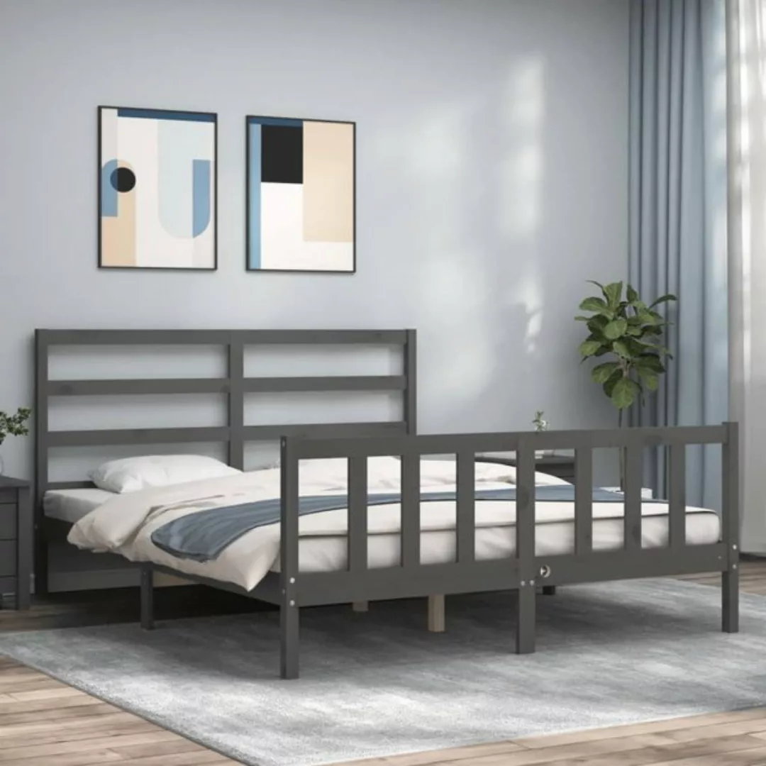 vidaXL Bettgestell Massivholzbett mit Kopfteil 140x200 cm Bett Bettgestell günstig online kaufen