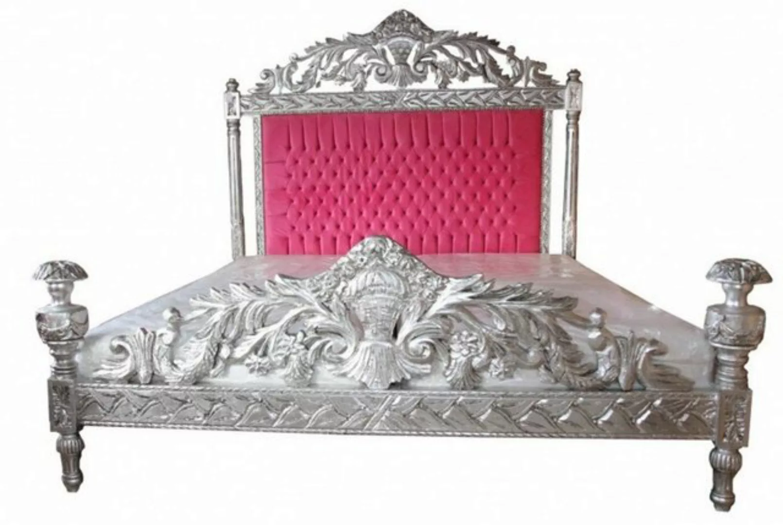 Casa Padrino Bett Bett Antik Rosa / Silber - Bett - Antik Look günstig online kaufen