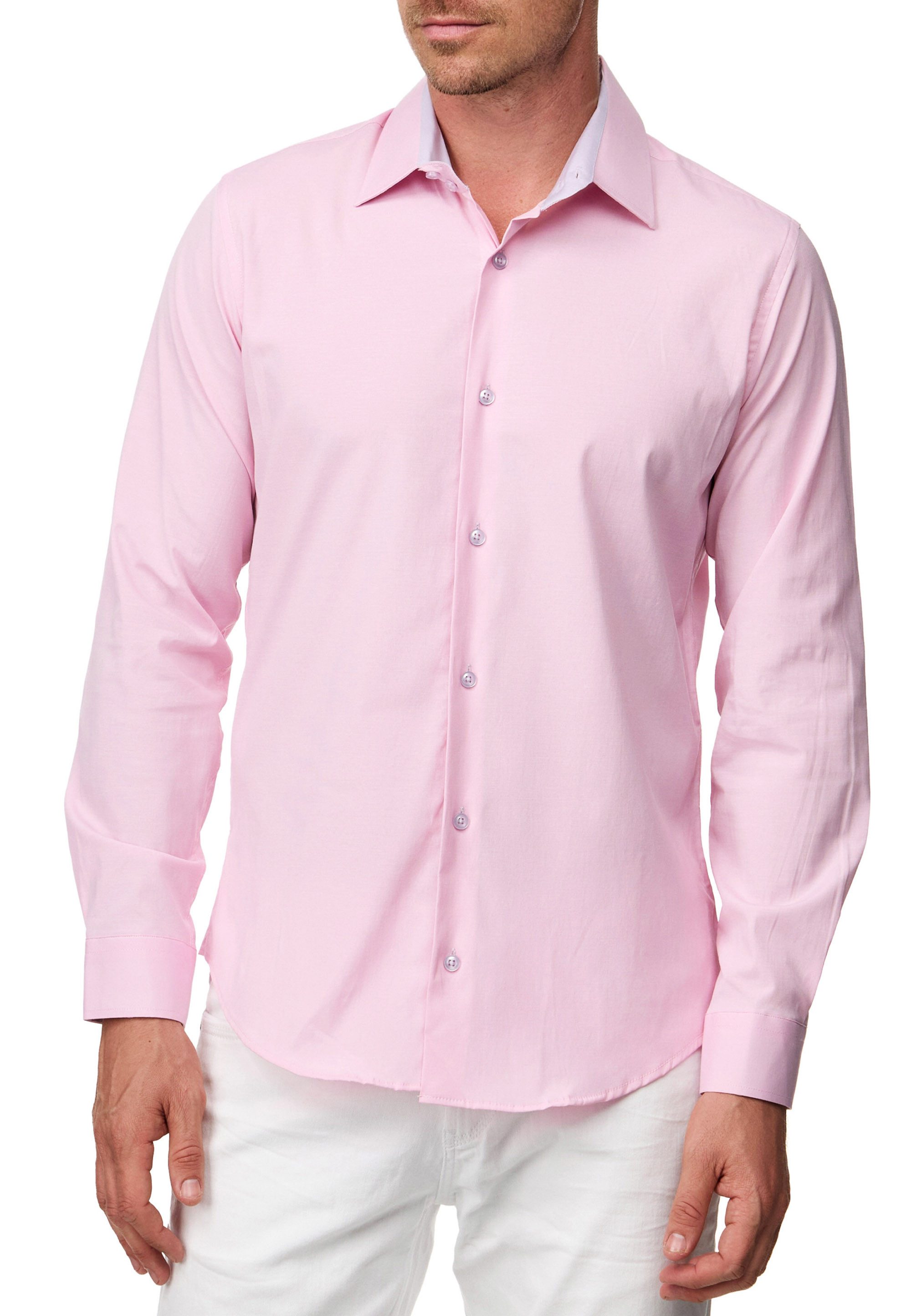 R-NEAL Businesshemd Pastellhemd Herren Slim Fit günstig online kaufen