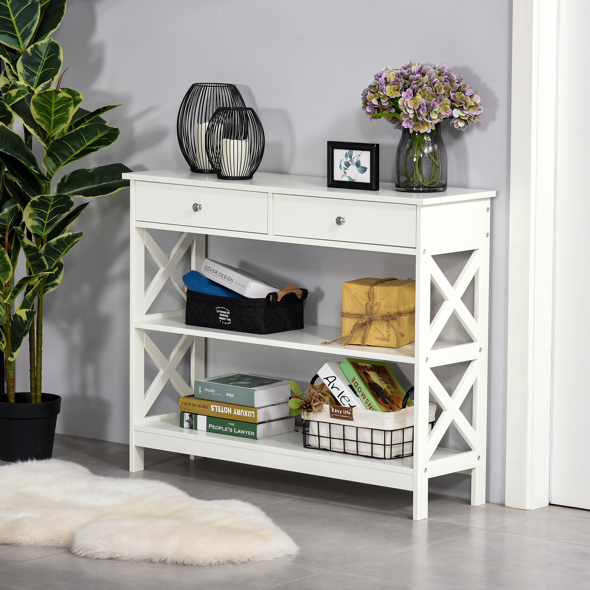 HOMCOM Konsolentisch für Wohnzimmer & Eingangsbereich mit Schublade und 2-s günstig online kaufen
