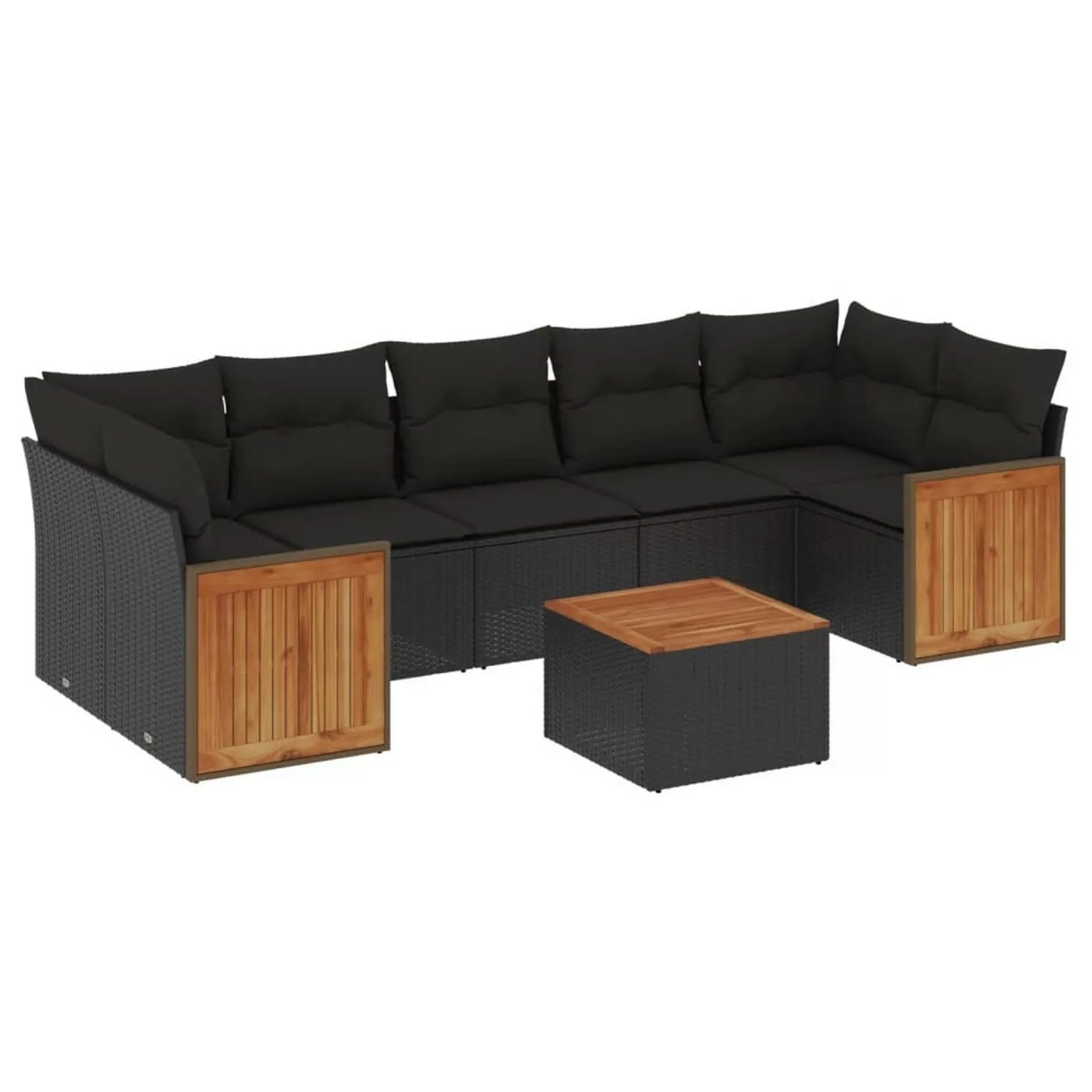 vidaXL 8-tlg Garten-Sofagarnitur mit Kissen Schwarz Poly Rattan Modell 180 günstig online kaufen