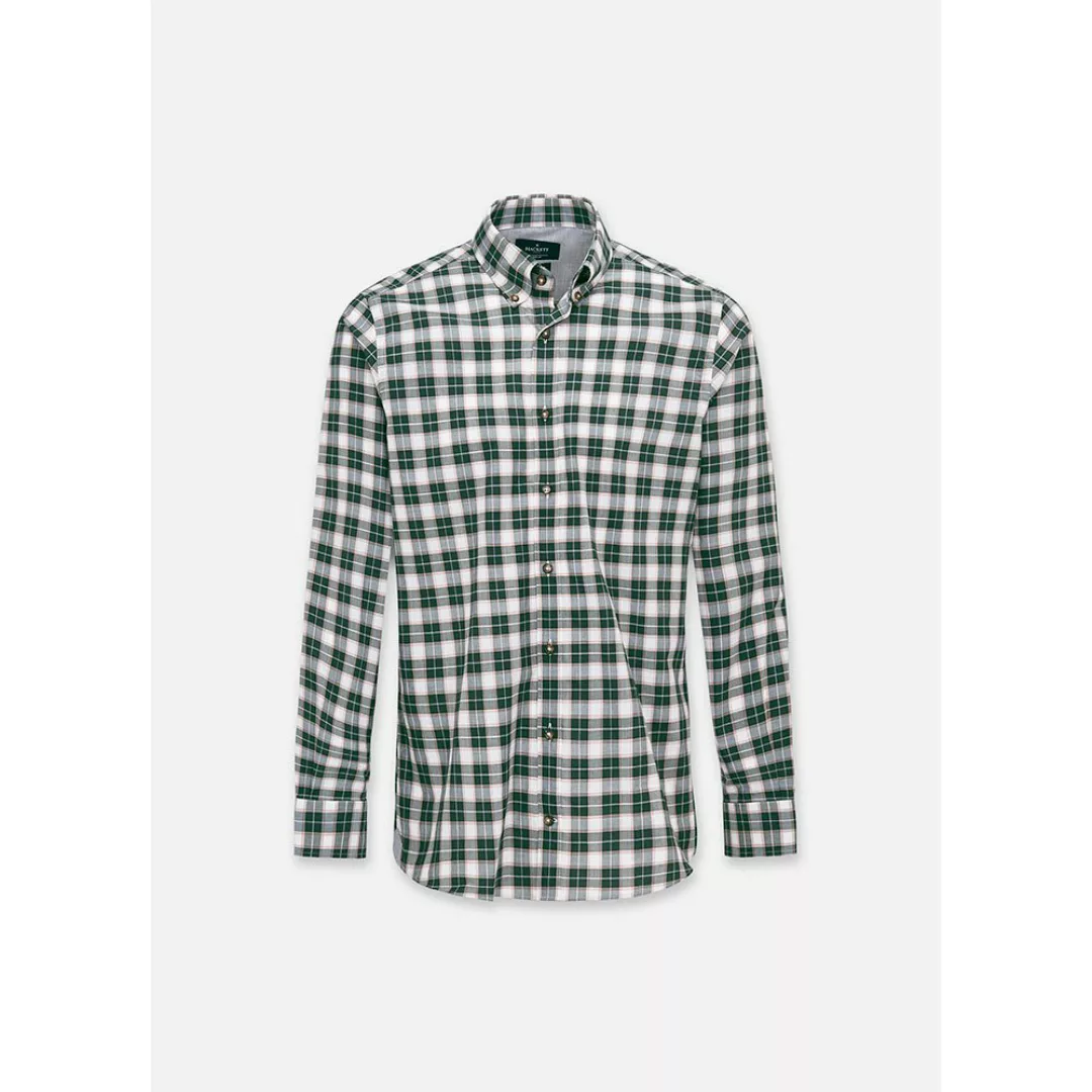 Hackett Melange Poplin Check Langarm Hemd 2XL Green / White günstig online kaufen