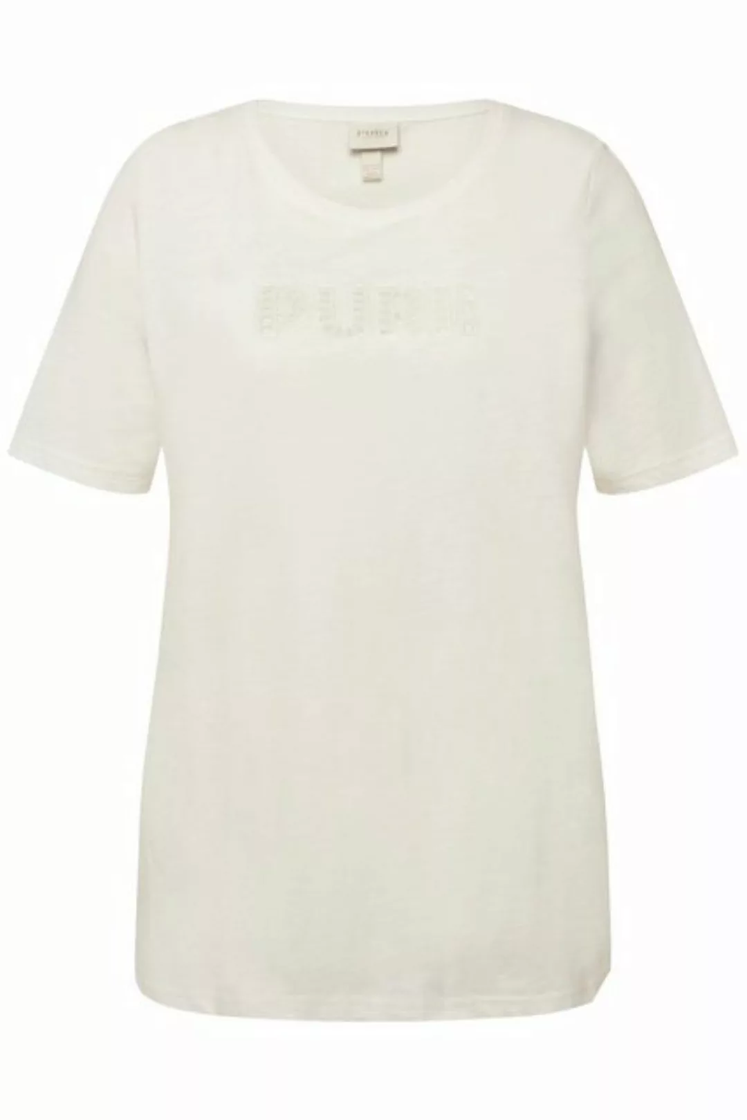 Ulla Popken Rundhalsshirt T-Shirt PURE-Stickerei Rundhals Halbarm günstig online kaufen