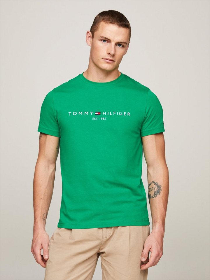 Tommy Hilfiger T-Shirt TOMMY LOGO TEE aus reiner, nachhaltiger Baumwolle günstig online kaufen