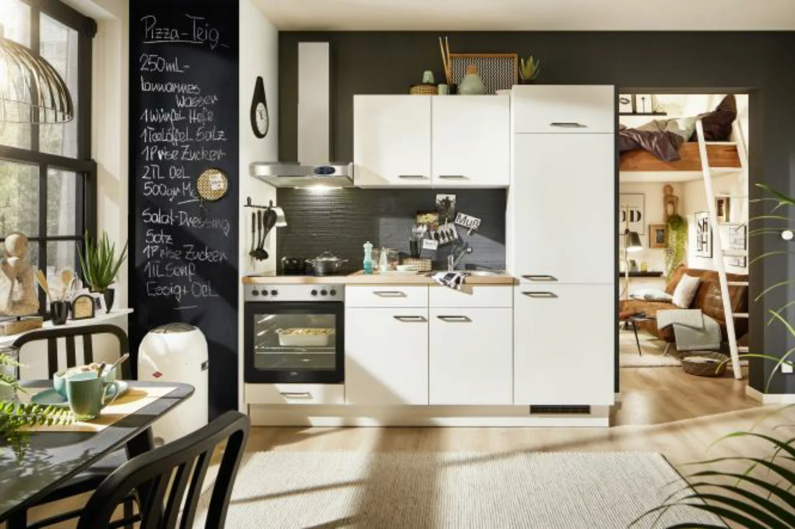 Küchenzeile 220cm Komplettküche inkl. E-Geräte + Zubehör PKW 522003 von Pin günstig online kaufen