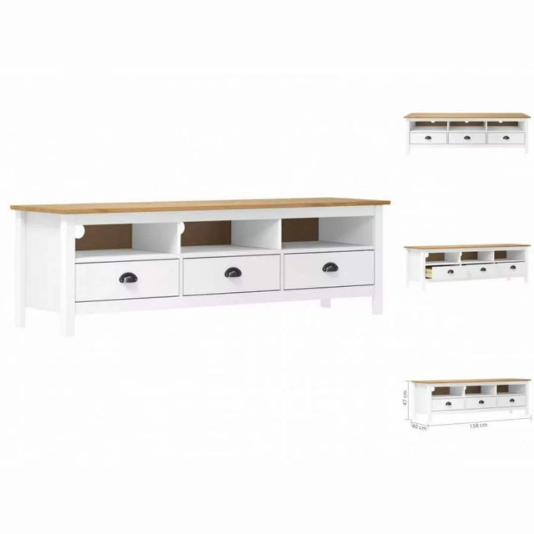 Tv-schrank Hill Range Weiß 158ã40ã47 Cm Kiefer Massivholz günstig online kaufen