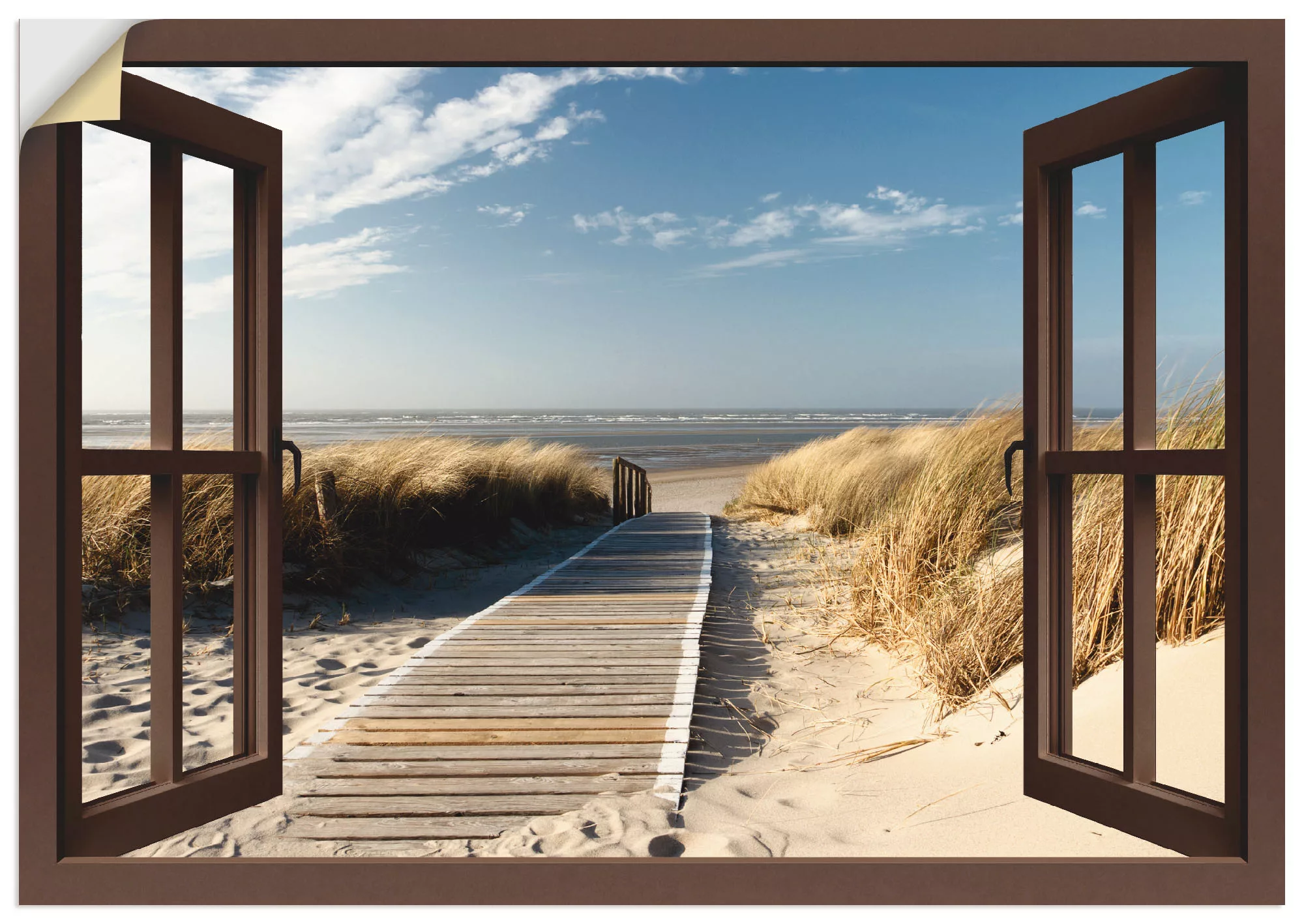 Artland Wandbild "Fensterblick Nordseestrand auf Langeoog", Fensterblick, ( günstig online kaufen