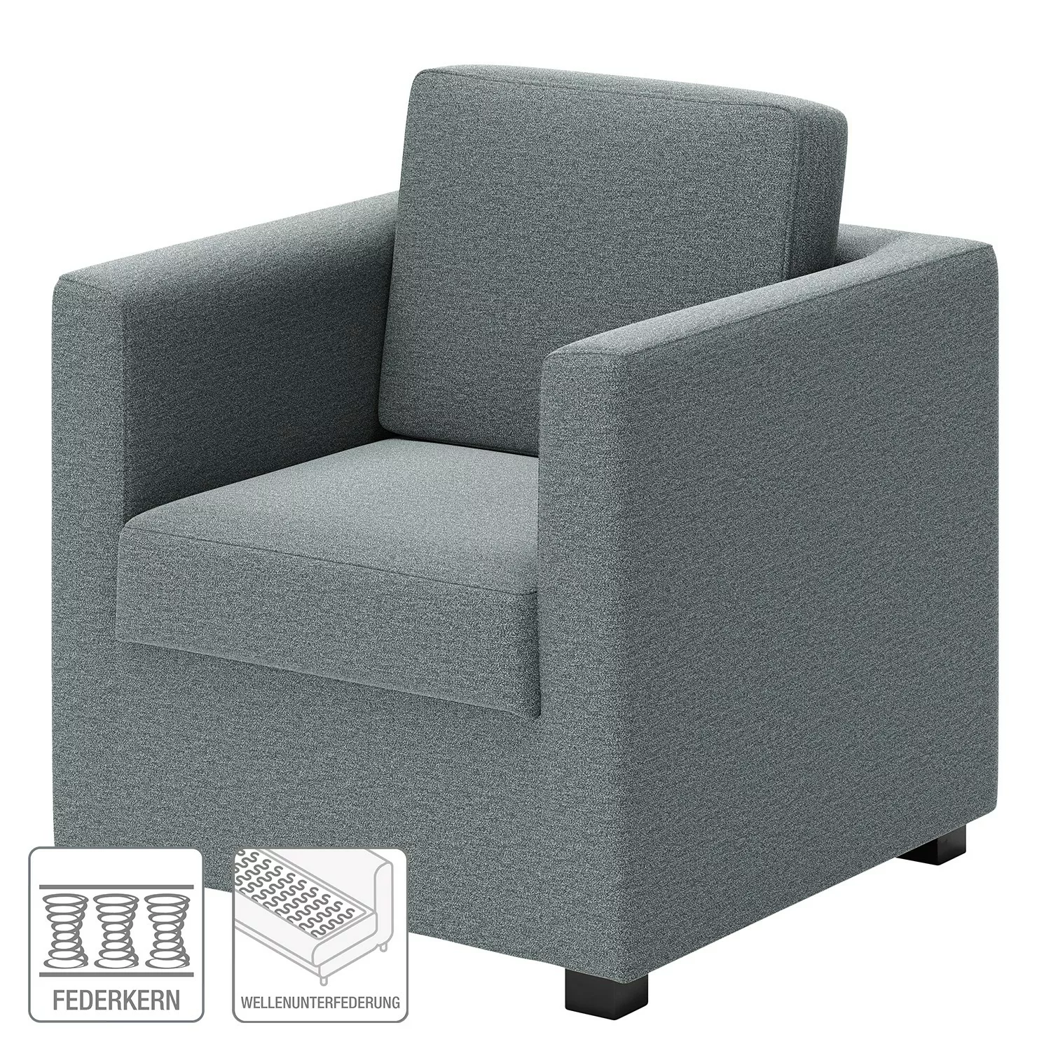 home24 loftscape Sessel Deven IX Blaugrau Webstoff 74x83x74 cm (BxHxT) günstig online kaufen