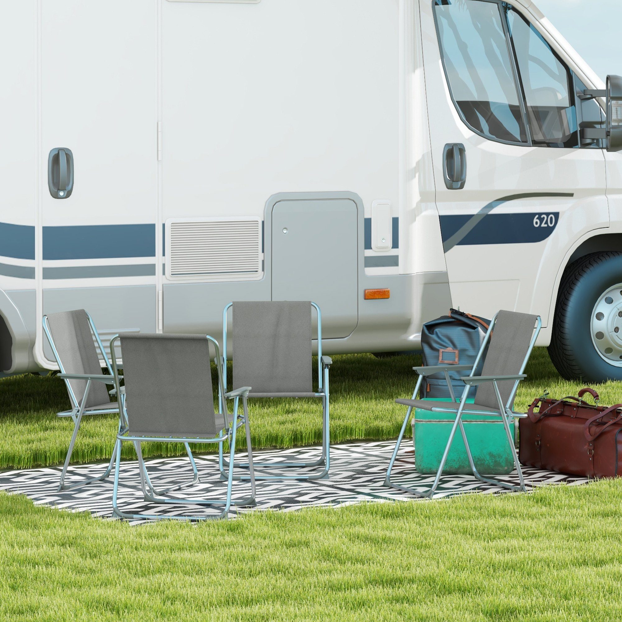 Outsunny Campingstuhl klappbar Gartenstuhl mit Rückenlehne günstig online kaufen