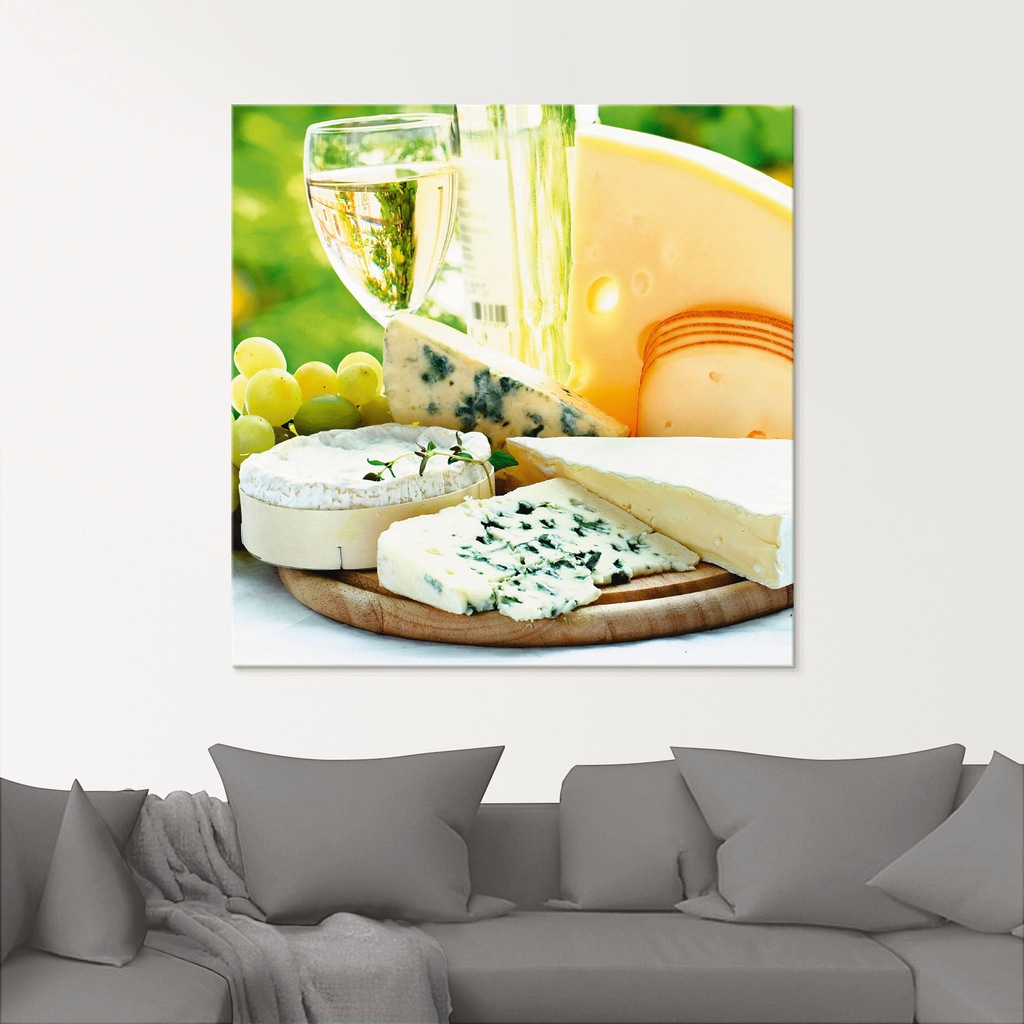 Artland Glasbild "Käse & Wein", Lebensmittel, (1 St.), in verschiedenen Grö günstig online kaufen