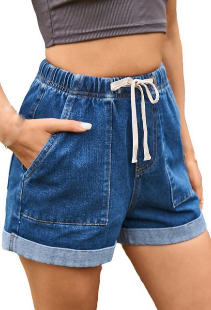 CHENIN Jeansshorts Lässige damen-jeansshorts zum schnüren mit rollsaum Läss günstig online kaufen