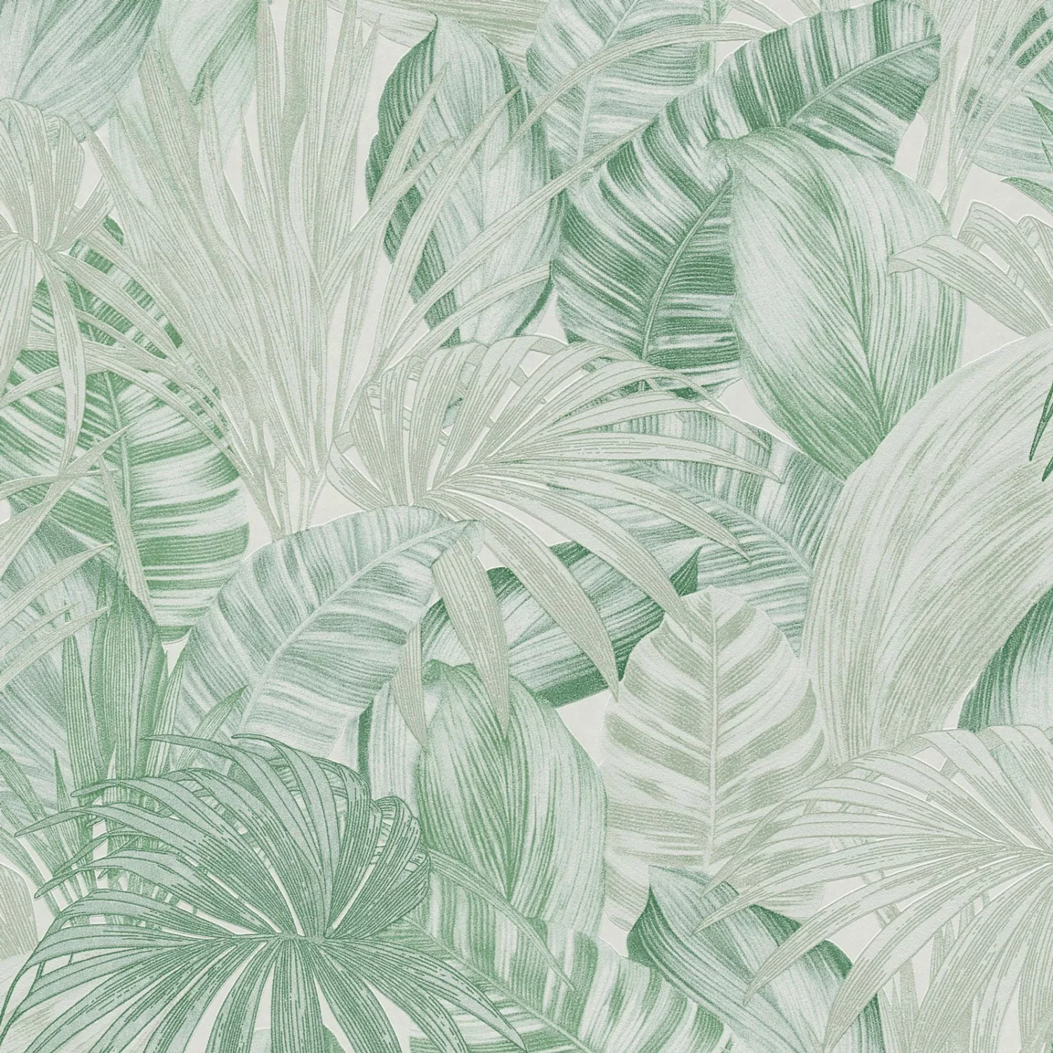 Bricoflor Pastell Tapete mit Palmenblättern Tropical Vliestapete in Hellgrü günstig online kaufen