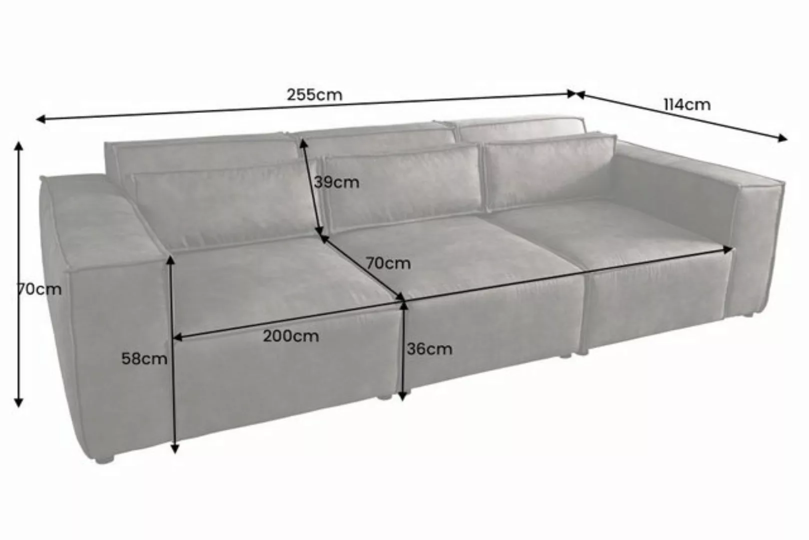 riess-ambiente 3-Sitzer BOSSA NOVA 255cm grau, Einzelartikel 1 Teile, Wohnz günstig online kaufen