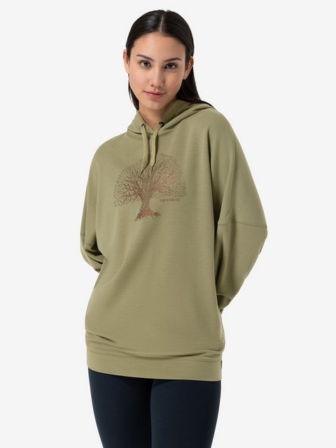 SUPER.NATURAL Hoodie für Damen, Merino FEEL GOOD TOK glitzer Print, casual günstig online kaufen