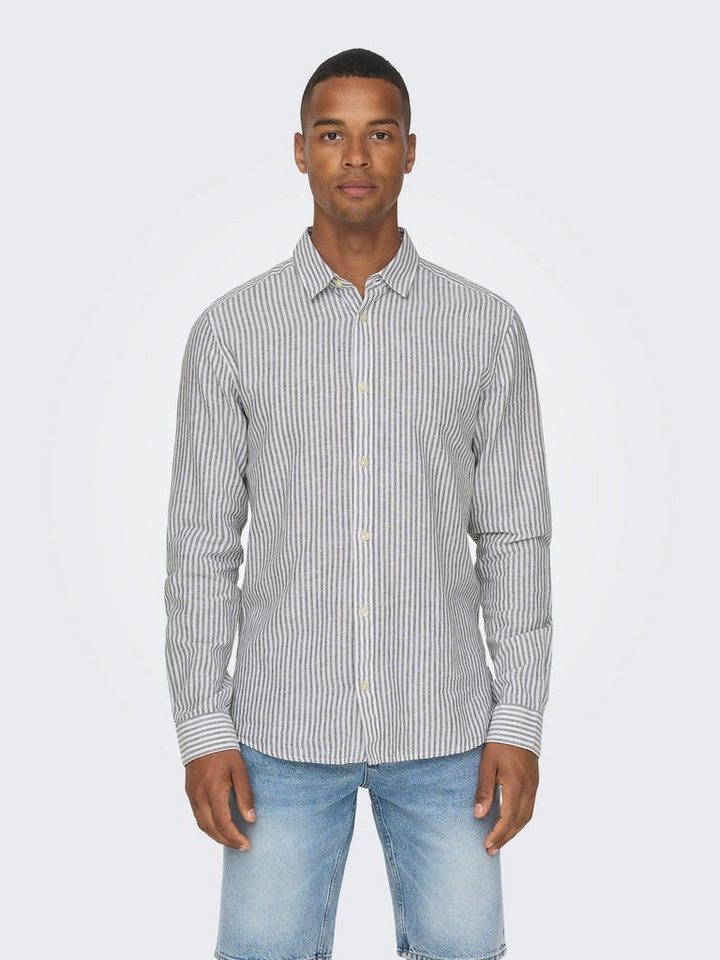 ONLY & SONS Kurzarmhemd ONSCAIDEN LS STRIPE LINEN SHIRT 660 NOOS günstig online kaufen