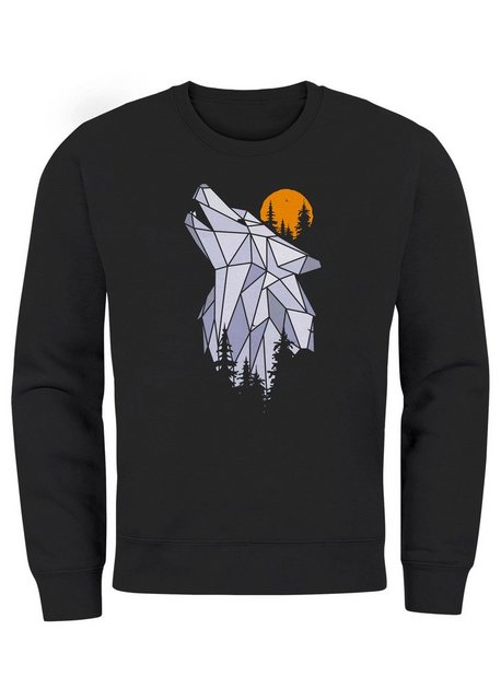 Neverless Sweatshirt Sweatshirt Herren Polygon Print Wolf Wald Outdoor Adve günstig online kaufen