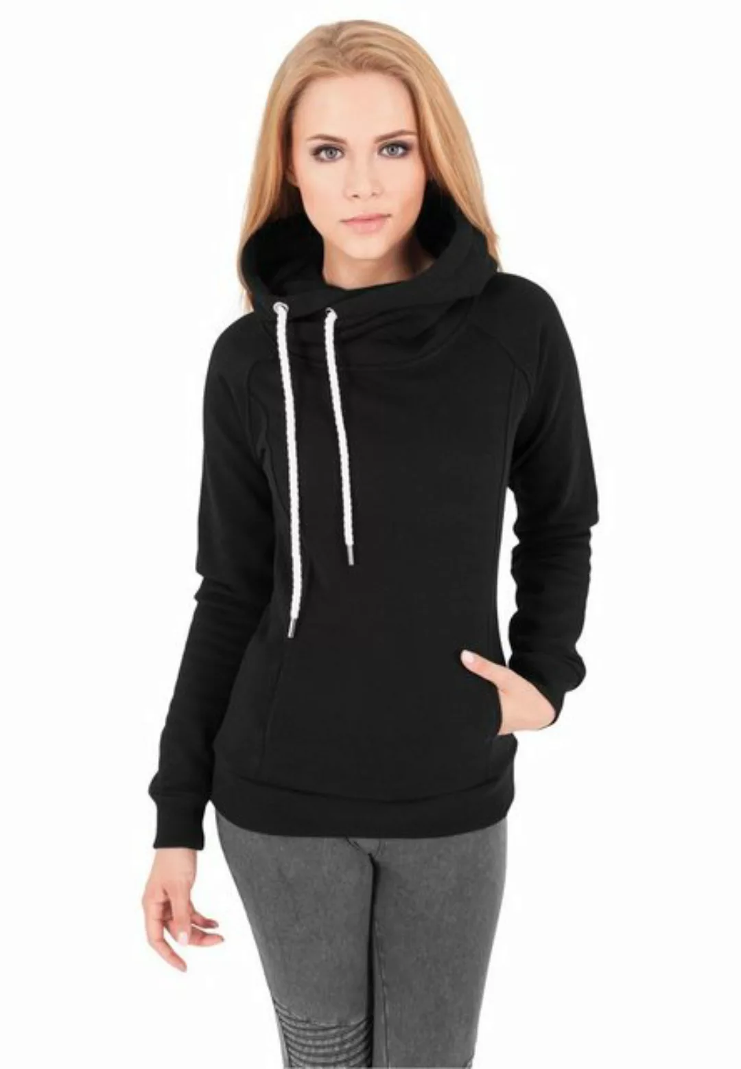 URBAN CLASSICS Kapuzenpullover TB1076 - Ladies Raglan High Neck Hoody black günstig online kaufen