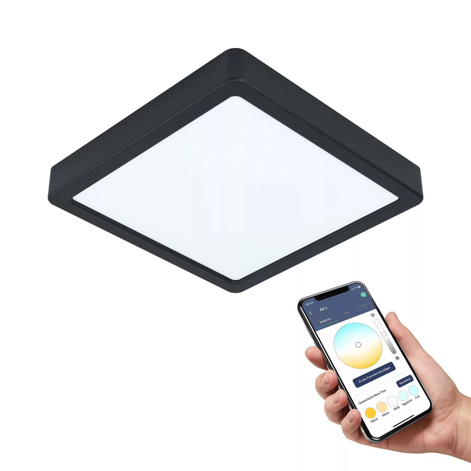 EGLO connect Fueva-Z Deckenlampe 21x21cm schwarz günstig online kaufen