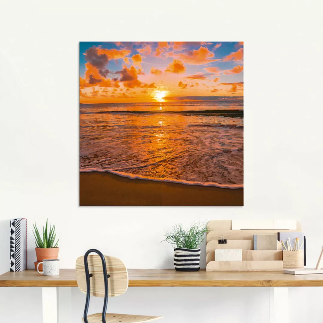 Artland Glasbild »Sonnenuntergang am Strand«, Sonnenaufgang & -untergang, ( günstig online kaufen