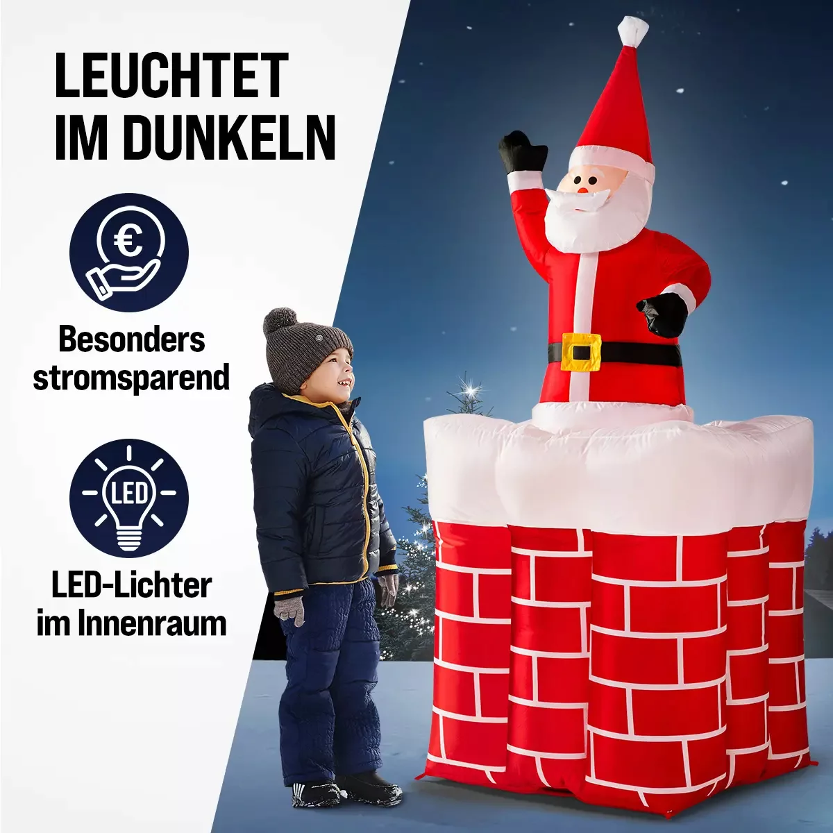 Aufblasbarer Weihnachtsmann im Kamin 178cm günstig online kaufen