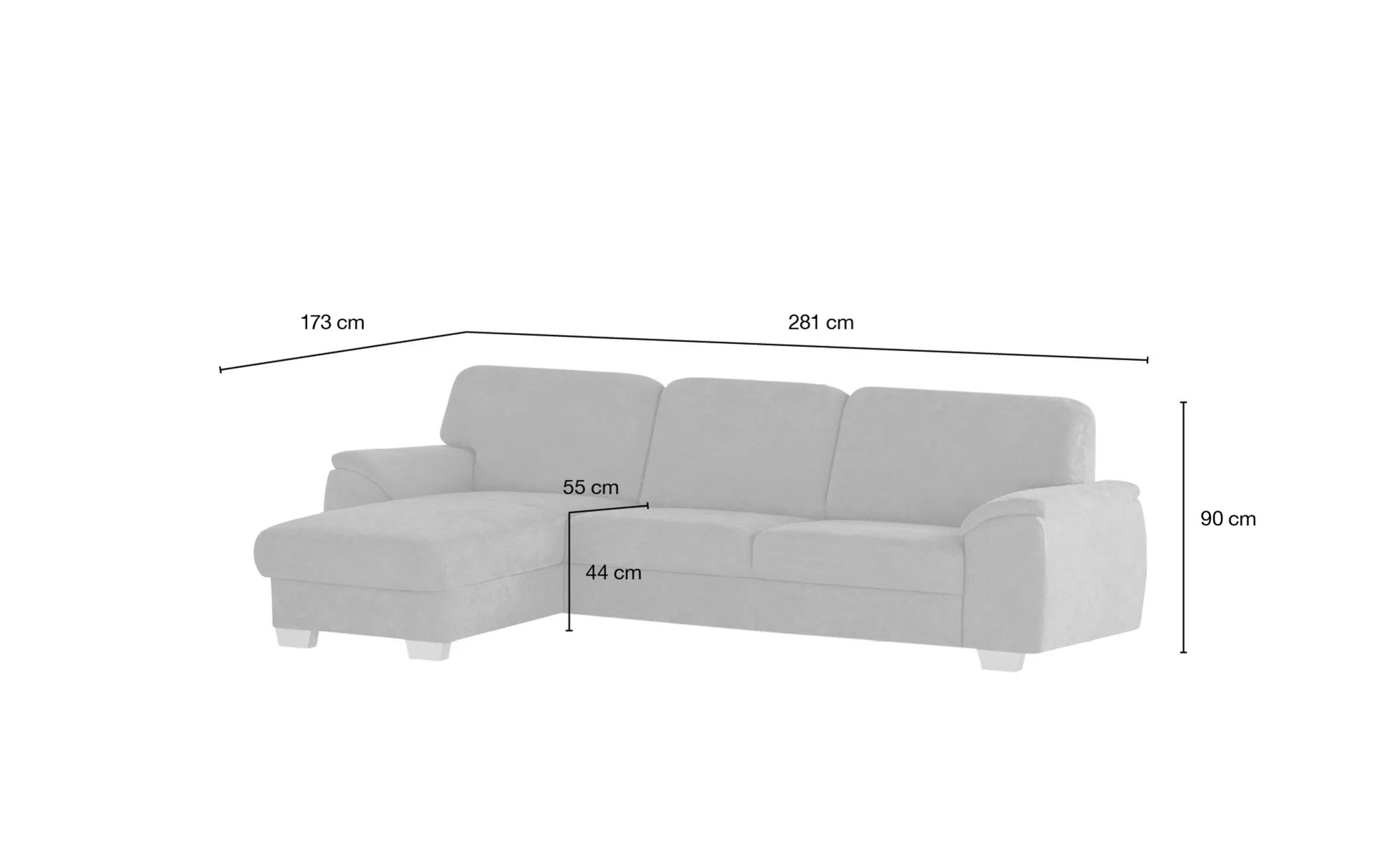 smart Ecksofa  Valencia ¦ grau ¦ Maße (cm): B: 281 H: 90 T: 173 Polstermöbe günstig online kaufen