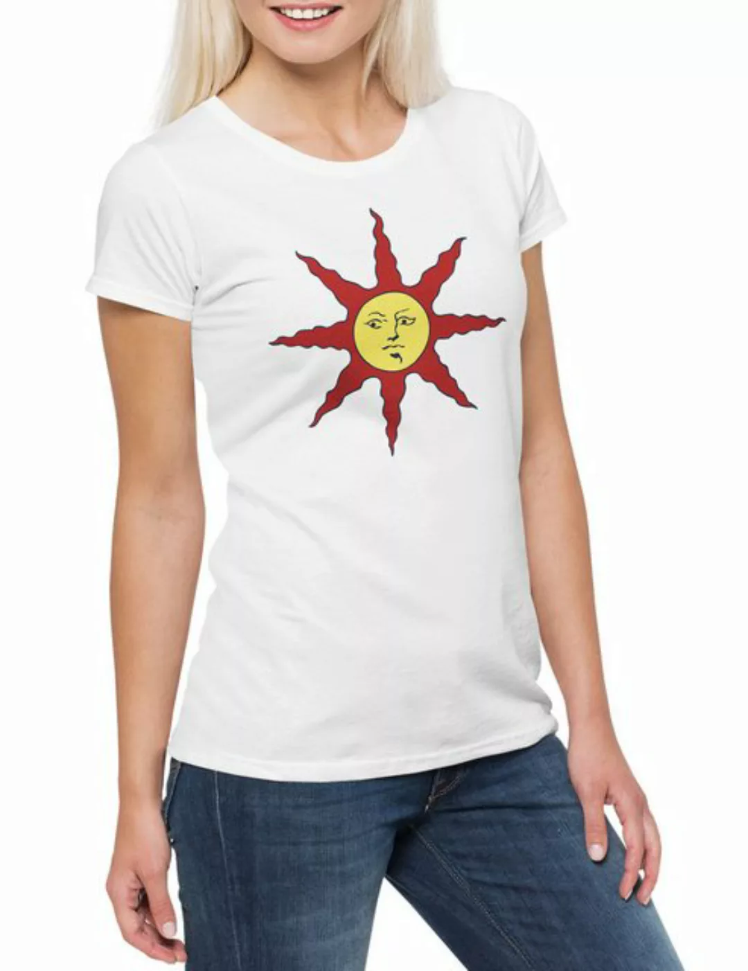 Urban Backwoods Print-Shirt Dark Soul Sun Damen T-Shirt Firelink Shrine Dar günstig online kaufen