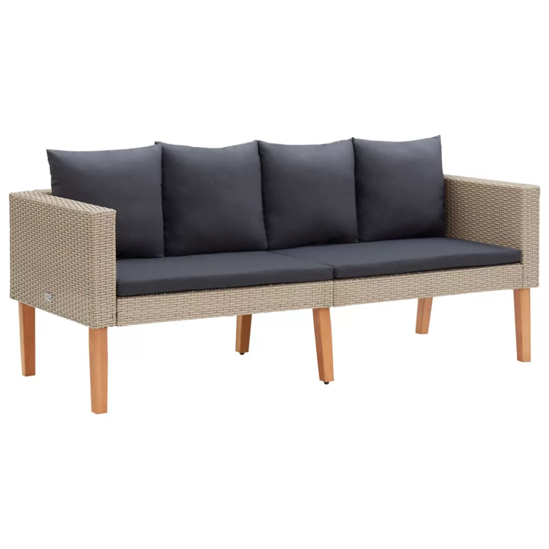 2-sitzer-gartensofa Mit Auflagen Poly Rattan Beige günstig online kaufen