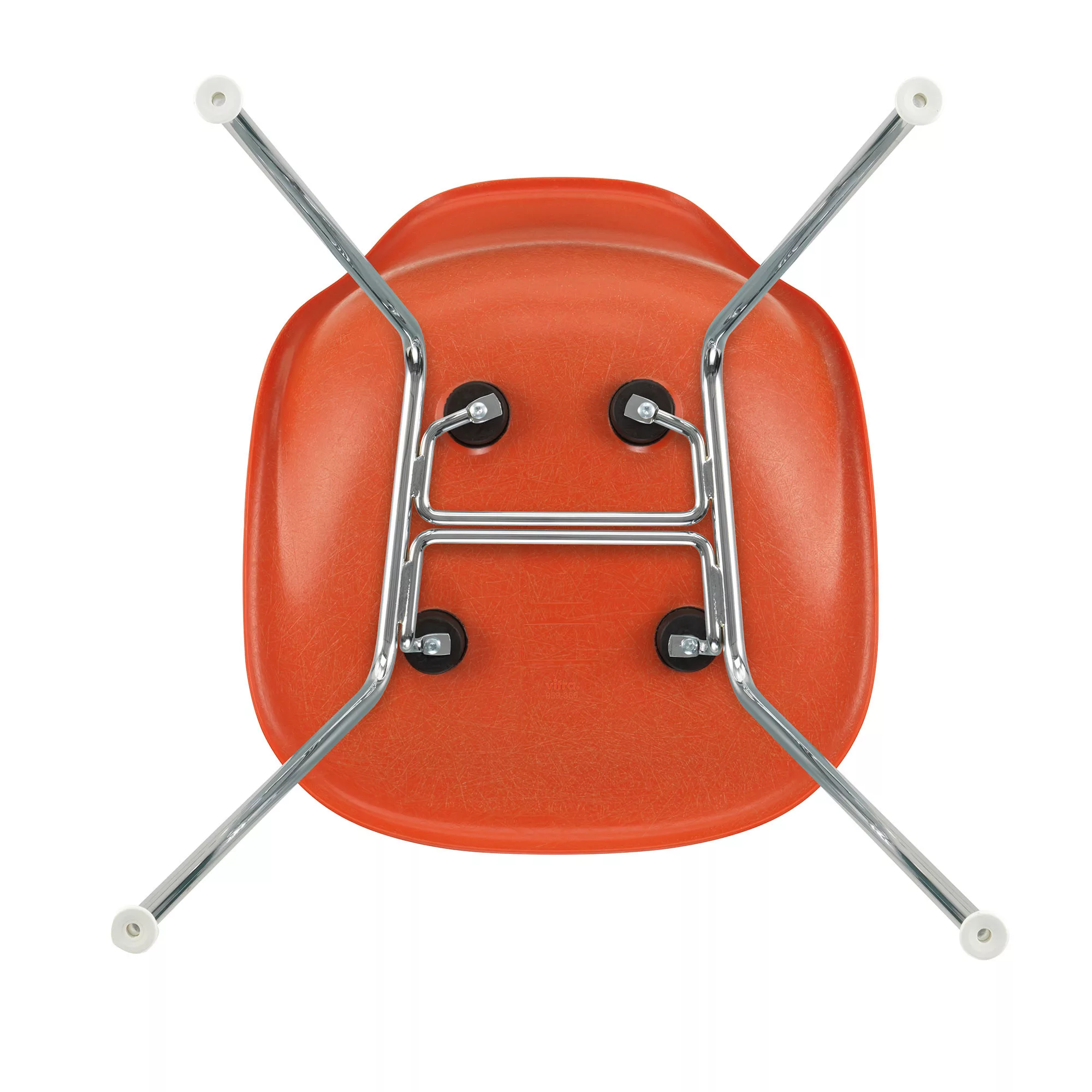 Vitra - Eames Fiberglass Side Chair DSX Gestell verchromt - rot orange/Sitz günstig online kaufen